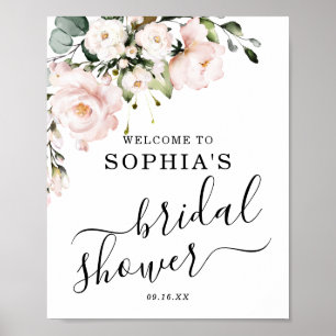 Blush Rose Floral Welcome Bridal Shower Sign