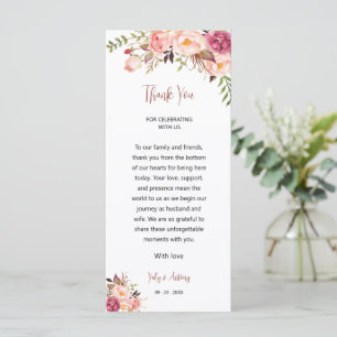 Blush Rose Garden Plate Place Thank You Table Card