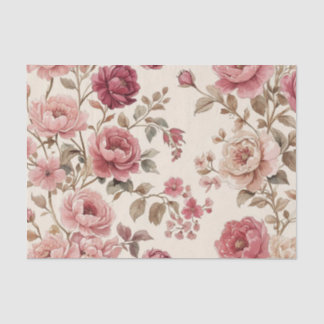 Blush Rose Garden Vintage Pattern Tissue Paper