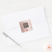 Blush rose glitter business name qr code instagram square sticker (Envelope)
