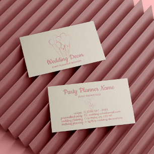 Blush Rose Gold Balloon Event Planner Social Media Business Card
