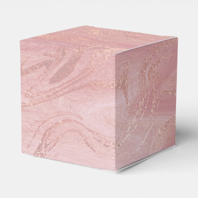 Blush  Rose Gold Blush Pink Marble Favour Gift Favour Box (Back Side)