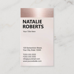 Blush Rose Gold Border Modern Bold Name Business Card