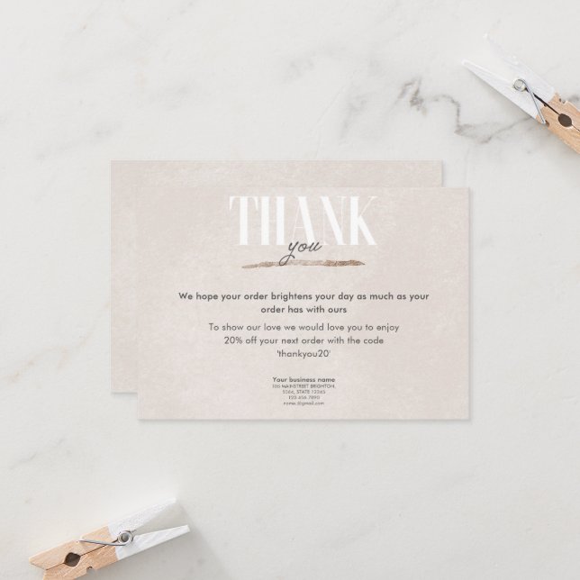 Blush Rose Gold Business Thank You Card (Front/Back In Situ)