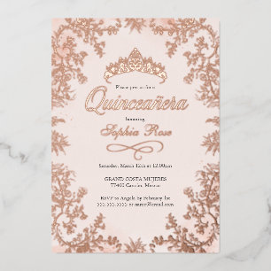 Blush Rose Gold Crown Floral Quinceanera
