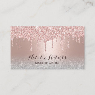 Blush Rose Gold Drips Makeup Artist Beauty Salon Business Card