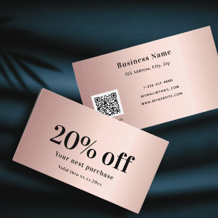 Blush rose gold elegant qr code discount card