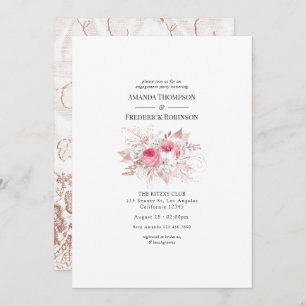 Blush & Rose Gold Floral and Lace Engagement Party Invitation