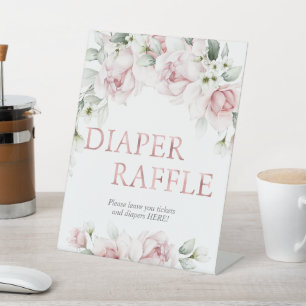 Blush & Rose Gold Floral Diaper Raffle Sign