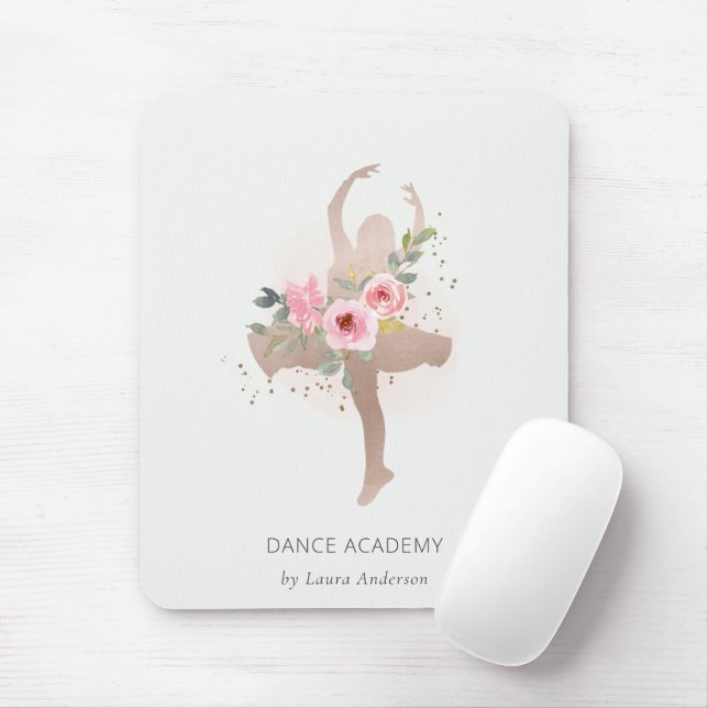 Blush Rose Gold Floral Girl Dancer Dance Academy Mouse Pad (With Mouse)