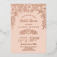 Blush & Rose Gold Floral Line Art Bridal Shower
