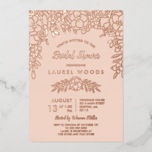 Blush & Rose Gold Floral Line Art Bridal Shower