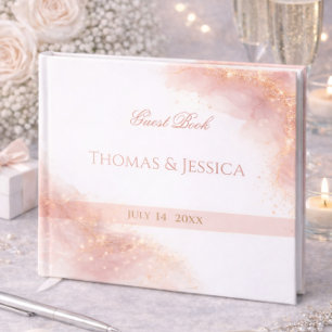 Blush Rose Gold Foil Wedding Invitation Elegant Guest Book