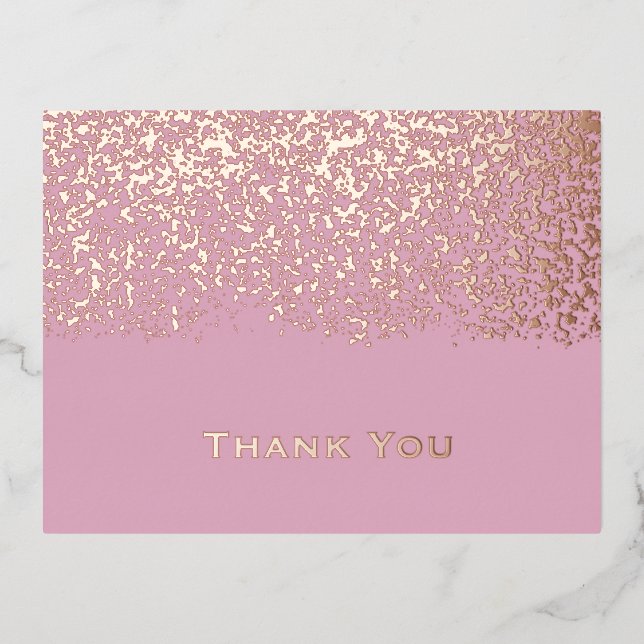 Blush Rose Gold Foil Wedding Thank You  Foil Holiday Postcard (Front)