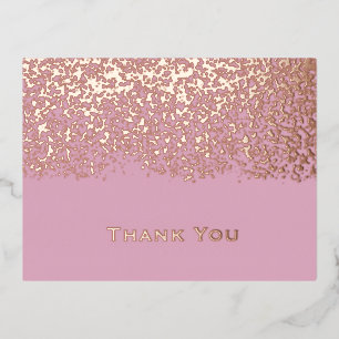Blush Rose Gold Foil Wedding Thank You Holiday Postcard