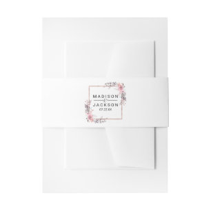 Blush & Rose Gold Framed Floral Wedding Invitation Belly Band