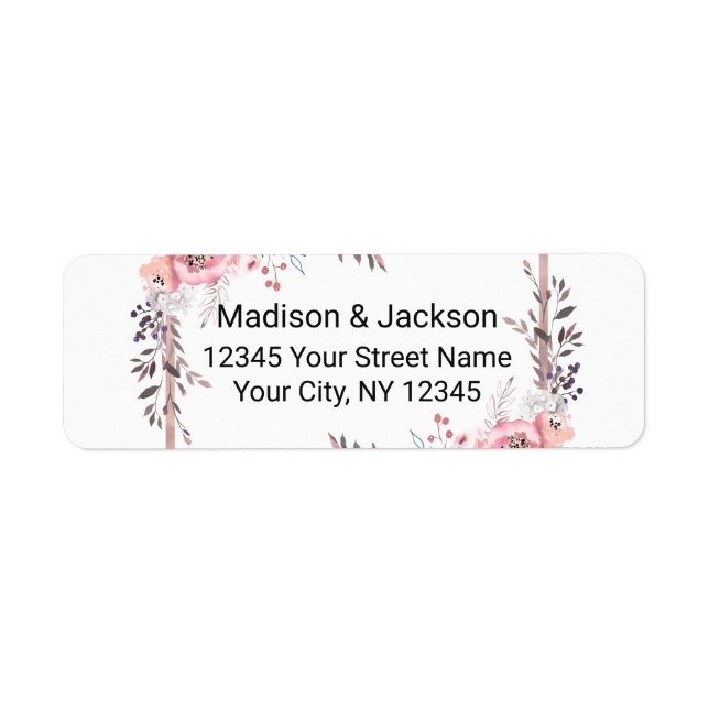 Blush & Rose Gold Framed Wedding Return Address Label (Front)