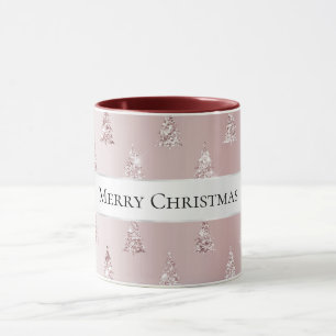 Blush Rose Gold Glitter Christmas Trees Mug