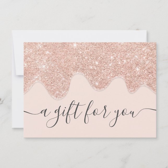Blush rose gold glitter drips gift certificate (Front)