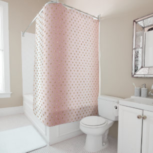 Blush Rose Gold Glitter Hearts  Shower Curtain