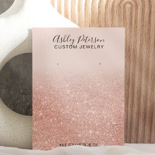 Blush rose gold glitter jewellery earring display business card
