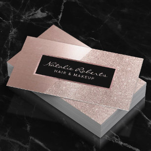 Blush Rose Gold Glitter Modern Beauty Salon Spa Business Card