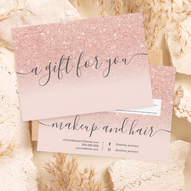 Blush rose gold glitter ombre gift certificate (Creator Uploaded)