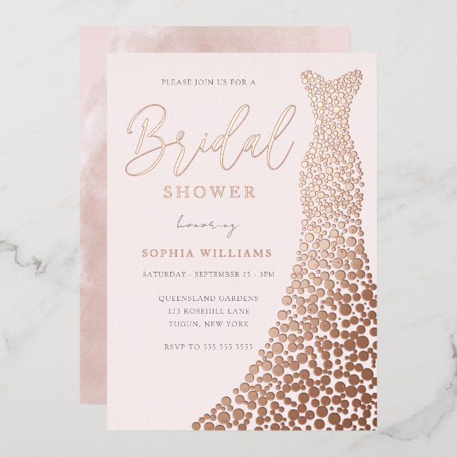 Blush & Rose Gold Gown Bridal Shower (Front/Back)