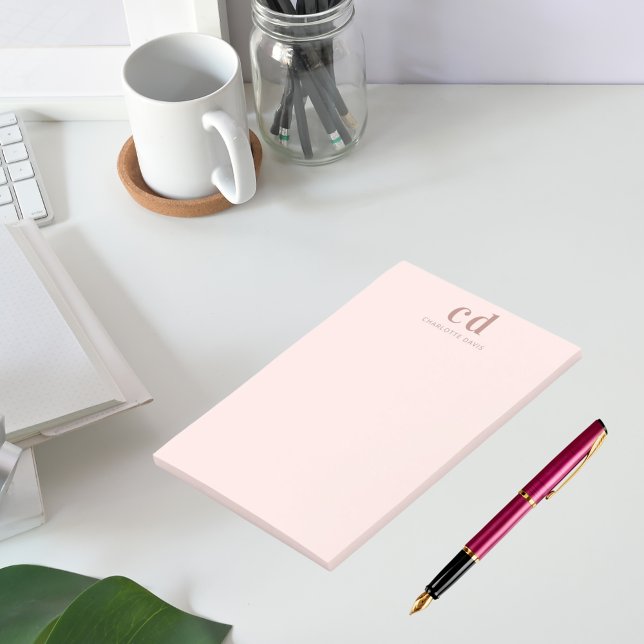Blush rose gold monogram minimalist post-it notes (Creator Uploaded)