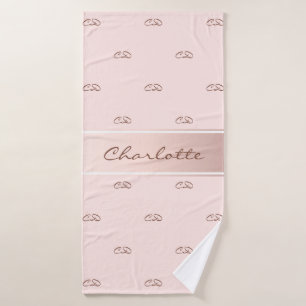 Blush rose gold  monogram modern elegant name bath towel