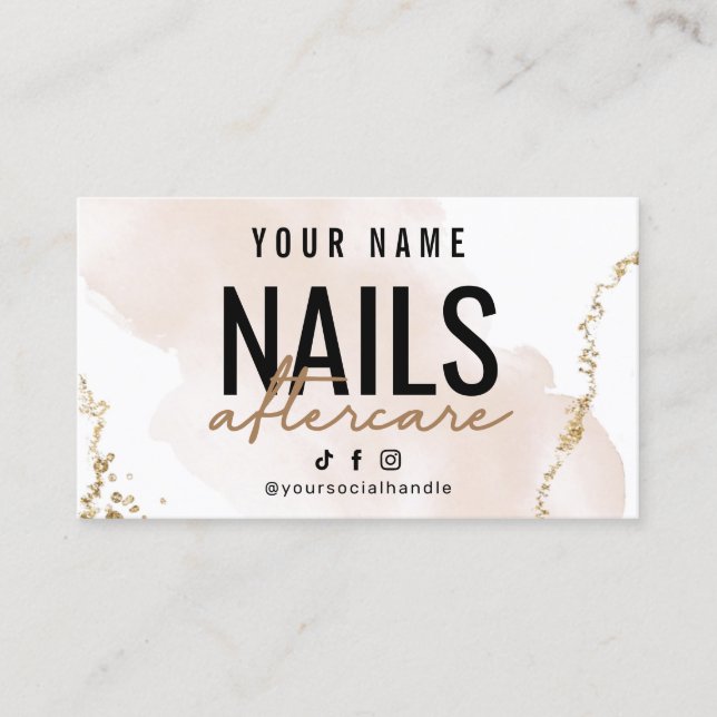 Blush Rose Gold Nails Aftercare Card (Front)