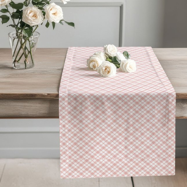 Blush Rose Gold Plaid Runner for Table Charm (Blush Rose Gold Plaid Runner for Table Charm)