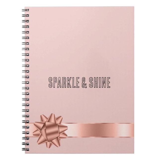 Blush Rose Gold Ribbon Bow Notebook (Front)