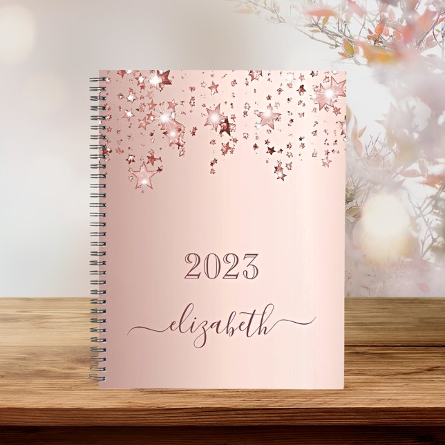 Blush rose gold stars dripping monogram name 2025 planner (Creator Uploaded)