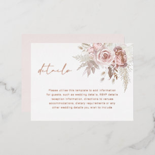 Blush & Rose Gold Wedding Details Enclosure Card