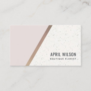 Blush Rose Gold White Ceramic Geometric Stripes Business Card