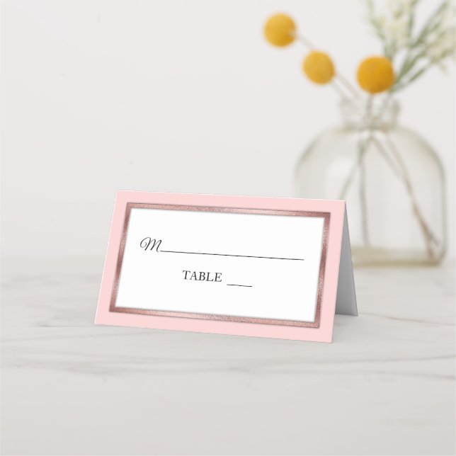 Blush | Rose Gold | White Elegant Place Cards (Front)