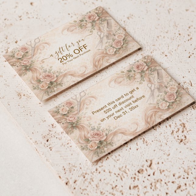 Blush Rose Hair Studio Illustration Discount Card (Creator Uploaded)