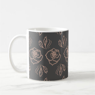 Blush Rose Line Art / Elegant Floral Coffee Mug