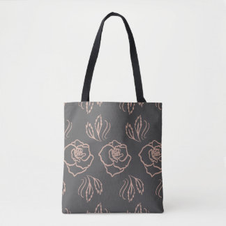 Blush Rose Line Art / Elegant Floral Tote Bag