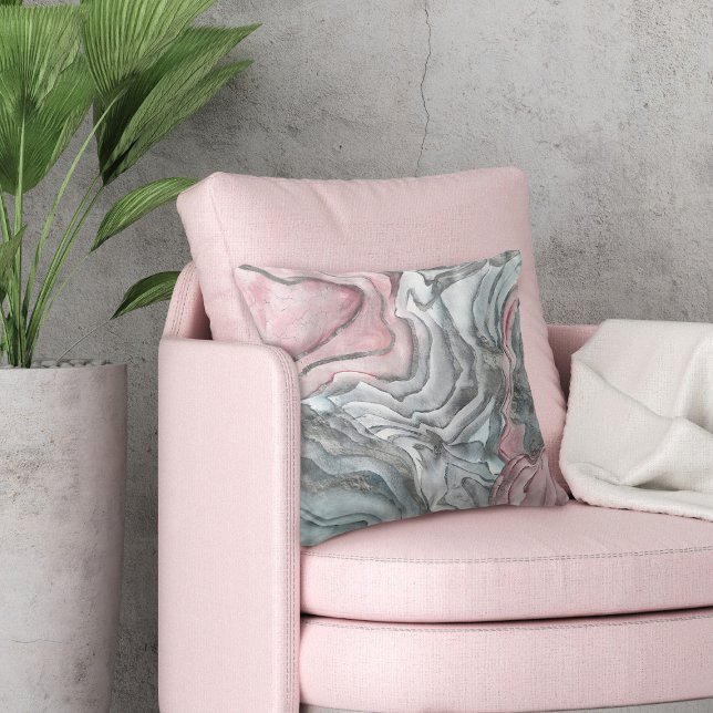 Blush rose marble - pastel pinks and silver cushion (Creator Uploaded)