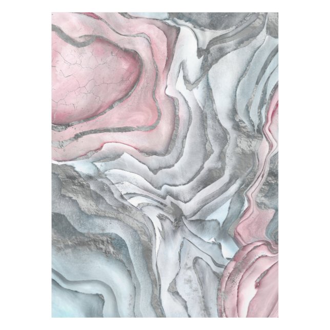 Blush rose marble - pastel pinks and silver tablecloth (Front)