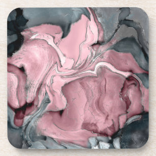 Blush rose marble - pastel pinks, grey and silver coaster