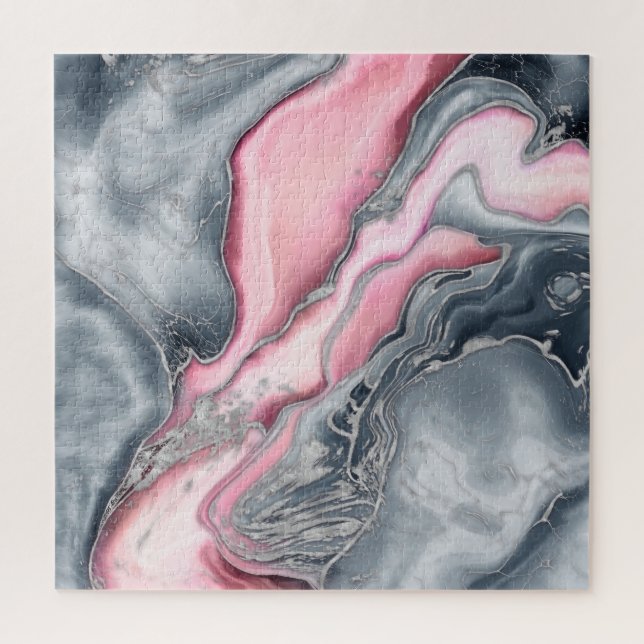 Blush rose marble - pastel pinks, grey and silver jigsaw puzzle (Vertical)