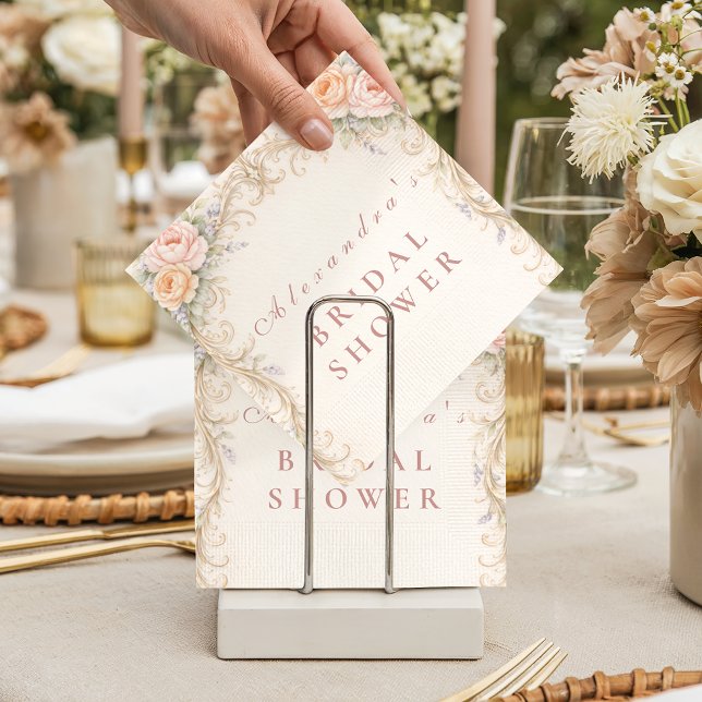Blush Rose Ornate Baroque Bridal Shower Napkin (Creator Uploaded)