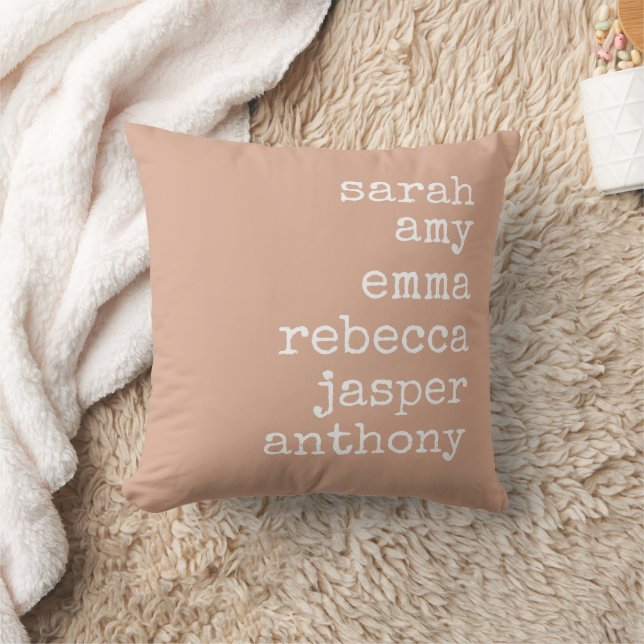 Blush Rose Personalised Family Names Monogram  Cushion (Blanket)