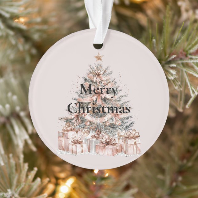 Blush Rose Pink Christmas Tree Ornament (Tree)