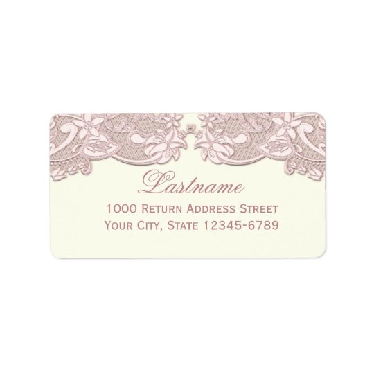 Blush Rose Pink Floral Lace Vintage Design Address Label