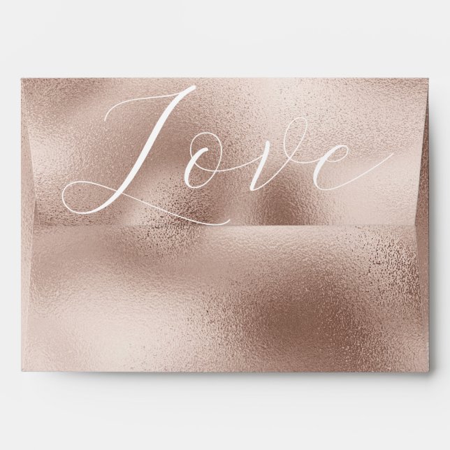 Blush Rose Pink Glam White Love Wedding Envelope (Back (Top Flap))