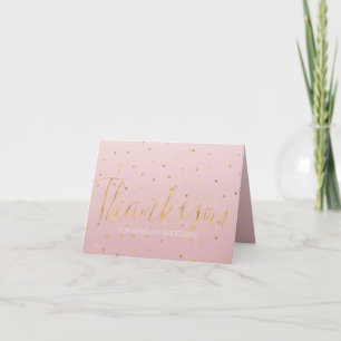 Blush Rose Pink Gold Confetti Sparkle Bridesmaid Thank You Card